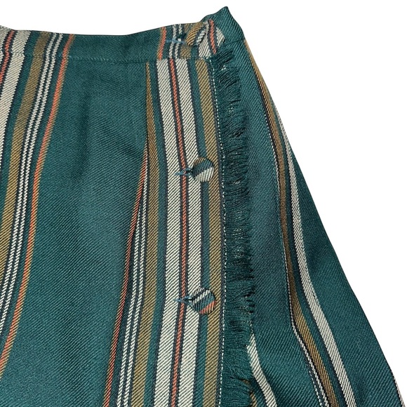 Vintage ALJEAN Canada 100% Green Plaid Wool Pleated Academia Wrap Skirt ~ Size M - Picture 4 of 10